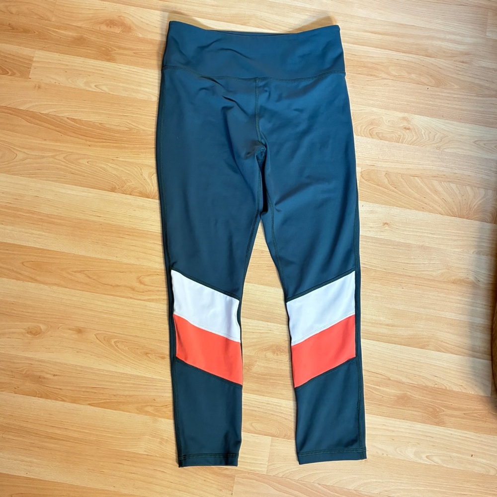 ZYIA Active Colorblock Leggings Orange White Accents Women’s Size 8-10